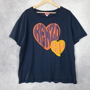 Kenzo T Shirt Womens Large Blue Heart Paris Logo Graphic Boxy Oversized Portugal
